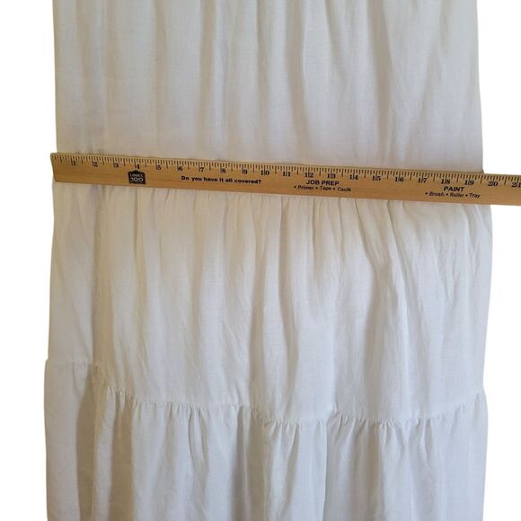 Reformation Dress Womens Midi 100% Linen With Ruffle Straps Smocked Back Sz 12 - Picture 13 of 15